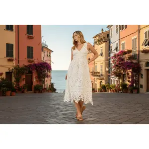 The L'Amore Italian Eyelet Midi Dress