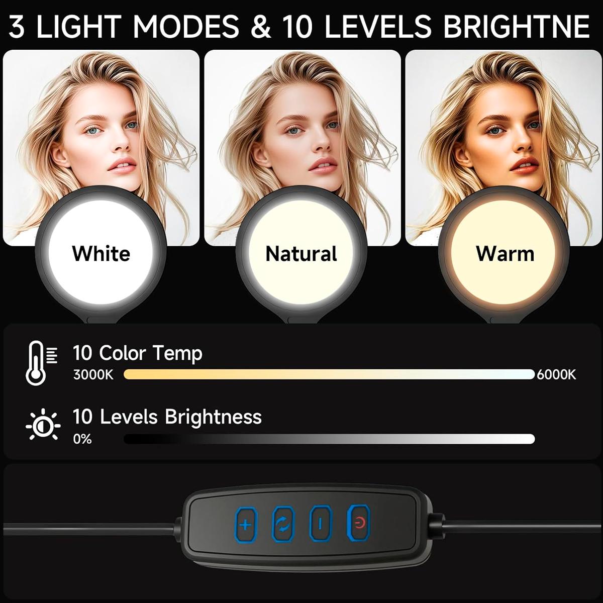 10" Dimmable Ring Light with 63" Telescopic Tripod & Phone Holder– Soft LED Fill Light for Content Creation, Mlogging, Vlogger, TikTok, Makeup Artists, Instagram Reels, Live Streaming & Video Conferencing, Compact USB-Powered Design for Travel#SpringBreak