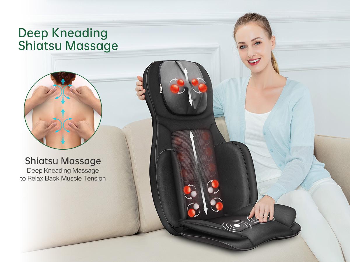 Snailax Full Body Massage Chair Pad -Shiatsu Neck Back Massager with Heat & Compression Adjustable Home Appliances Gift