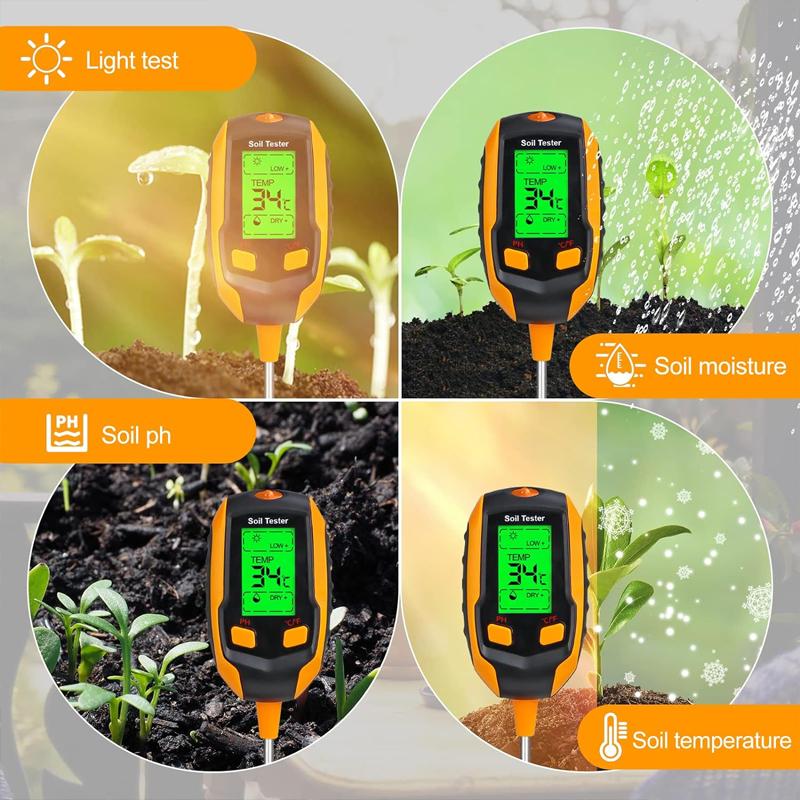 【Clearance Sale】 4-in-1 Soil Detector | PH Meter & Moisture/Temperature/Humidity Tester — Flower Pot Planting & Garden Care Essential Tool Set. Decor water plant