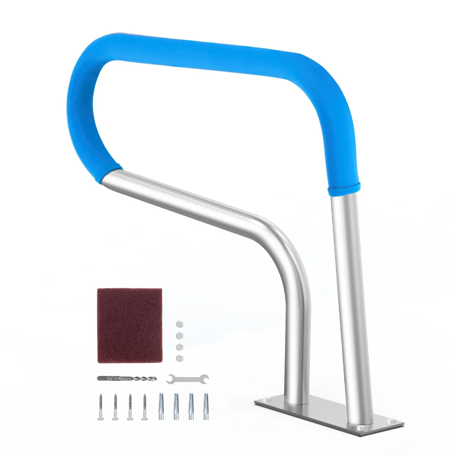 【SummerFinds】VEVOR Pool Handrail,  32 x 23 inch Pool Railing, Stainless Steel with Base Plate for Indoor/Outdoor Pools,Swimming Pool Safety Railing for Decks,Rust-Proof Grab Bar w/ Grip Cover&Accessories for Spas