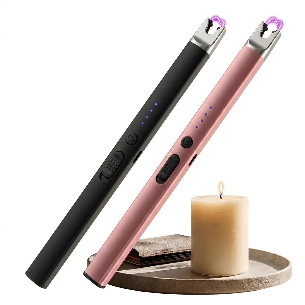 Rechargeable USB Arc Lighter, Long Windproof Electric Candle Lighter for Home Kitchen BBQ, Perfect Christmas Stocking Stuffer & Birthday Gift Ideas for Women Mom Sister Men campfire starter