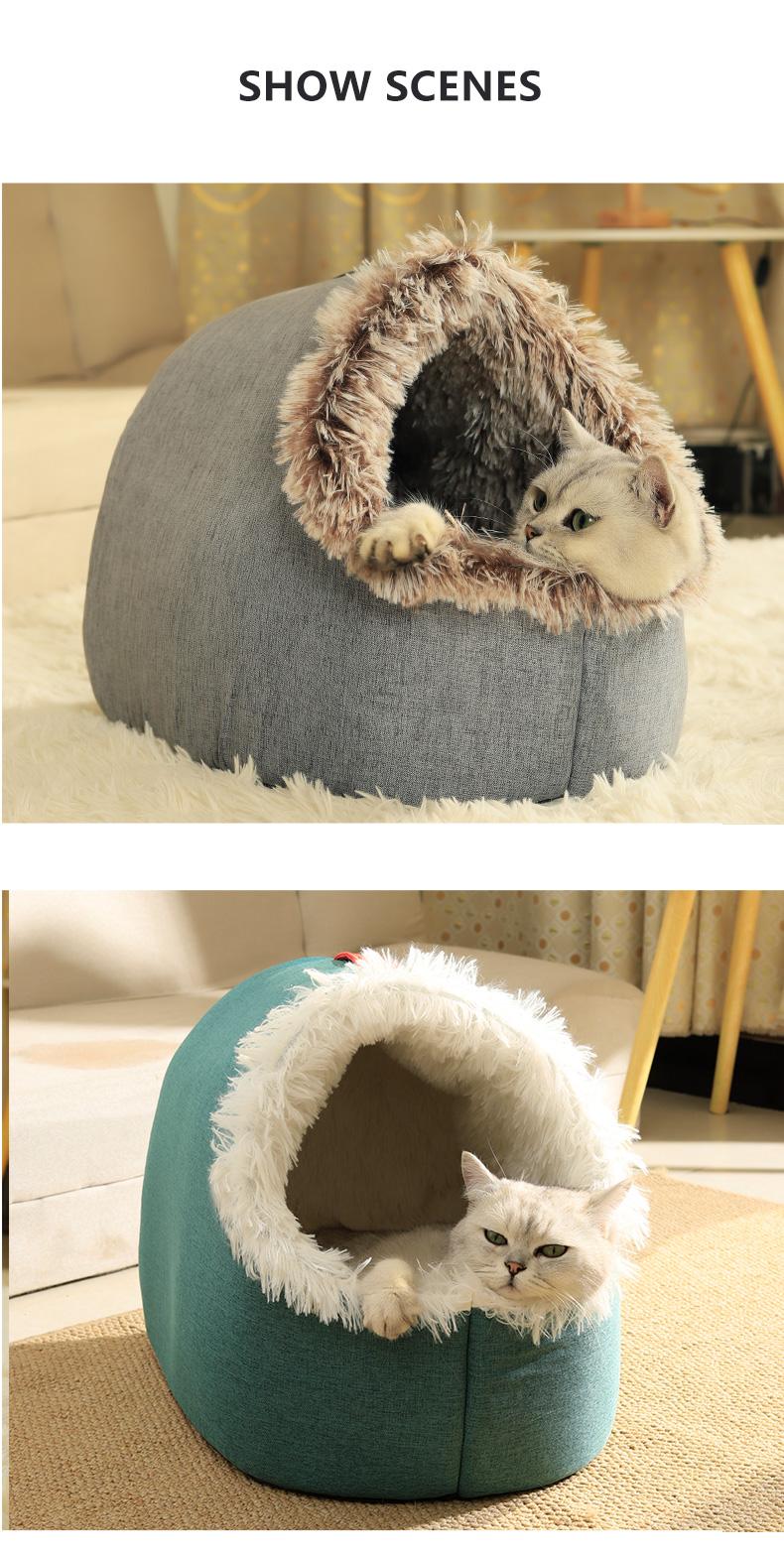 BOOTEELY Comfortable Resting Bed Plush Enclosed Cats Nests Warm Cats Hideaways for Indoor Use in Winter Portables Pet Shelter