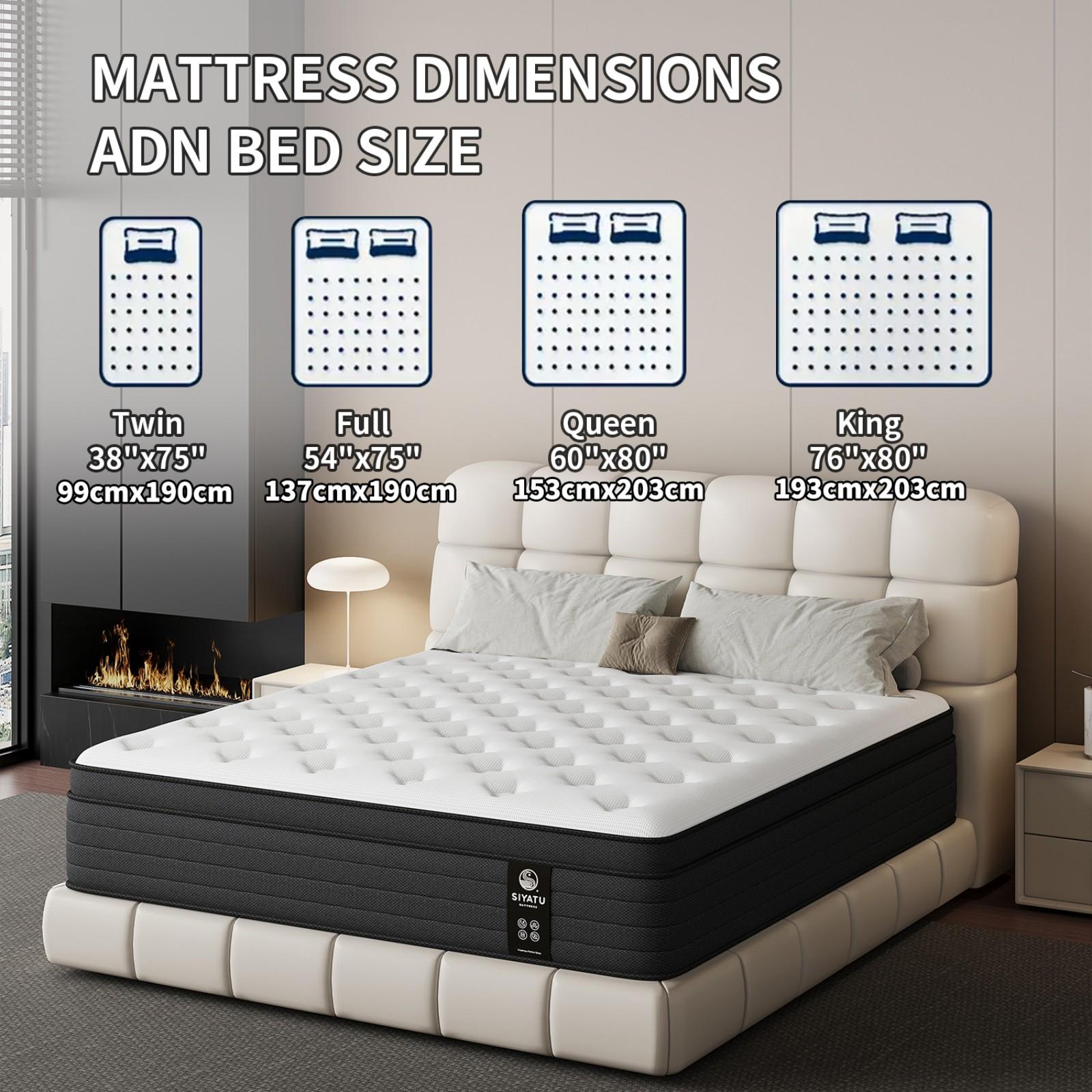 【LODEIJA】8/10/12/14 Inch Twin, Full, Queen, King Mattress Memory Foam And Spring, Hybrid MattressMedium Firmness, Lumbar Support