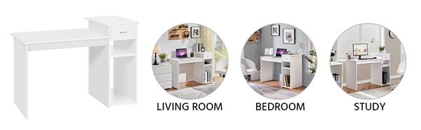 Yaheetech Computer Desk with Storage Drawer and Monitor Stand, Wooden PC Laptop Desk, Modern Simple Style Computer Workstation Study Writing Desk for Home Office