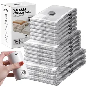Vacuum Seal Bags for Clothing Travel with Rechargeable Electric Pump – Small Apartment Storage Hack  80% Space Saving for Closet, Under Bed & Moving Boxes