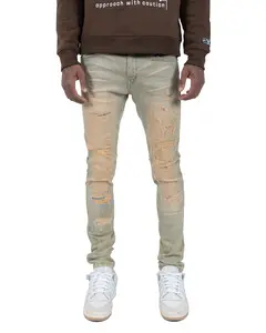 ERIE | Rip & Repair Skinny Jeans in Vintage Green Wash