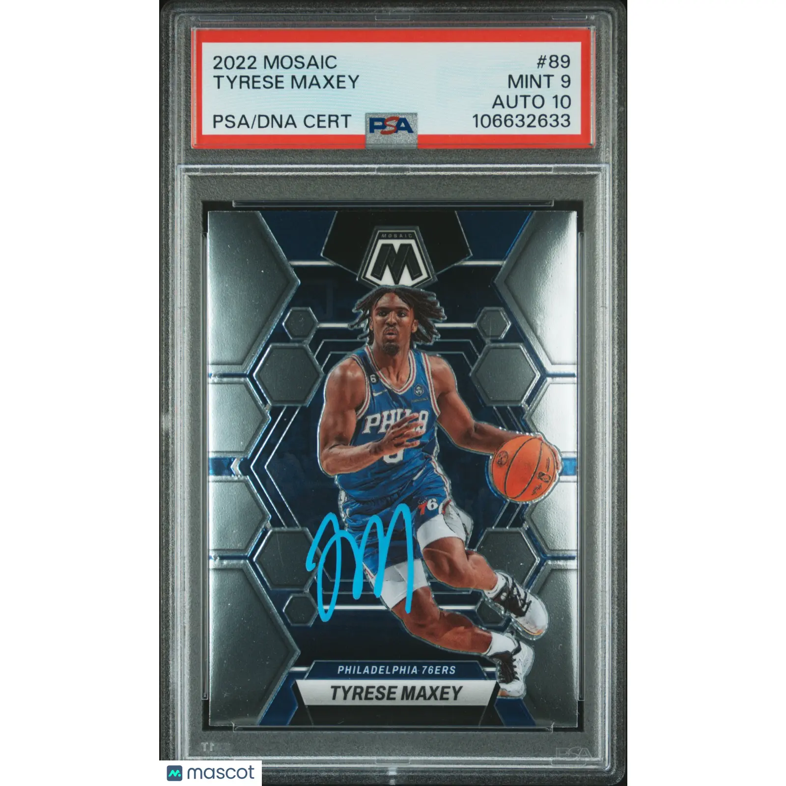 Tyrese Maxey 2022 Panini Mosaic #89 Signed Card PSA 9 Auto 10 Autographed