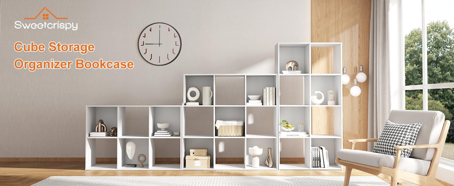 【New】9-Compartment Storage Organizer, Bookcase, Display Stand, Living Room Decoration With Removable Back Panel，Easy to assemble，For Books, decorations, toys, and other household items