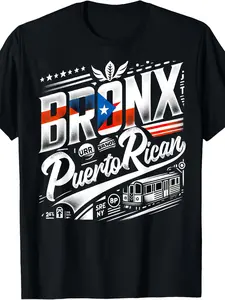 Bronx Puerto Rican Pride 100% Cotton T-Shirt - Breathable & Soft, Short Sleeve, Crew Neck, Cartoon Print Tee for Men |   Machine Washable