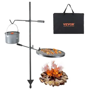 VEVOR Swivel Campfire Grill, Fire Pit Grill Grate over Fire Pits, Heavy Duty Steel Grill Grates, 360° Adjustable Open Fire Outdoor Cooking Equipment, Portable Camp Fire Racks for Camping Outdoor BBQ