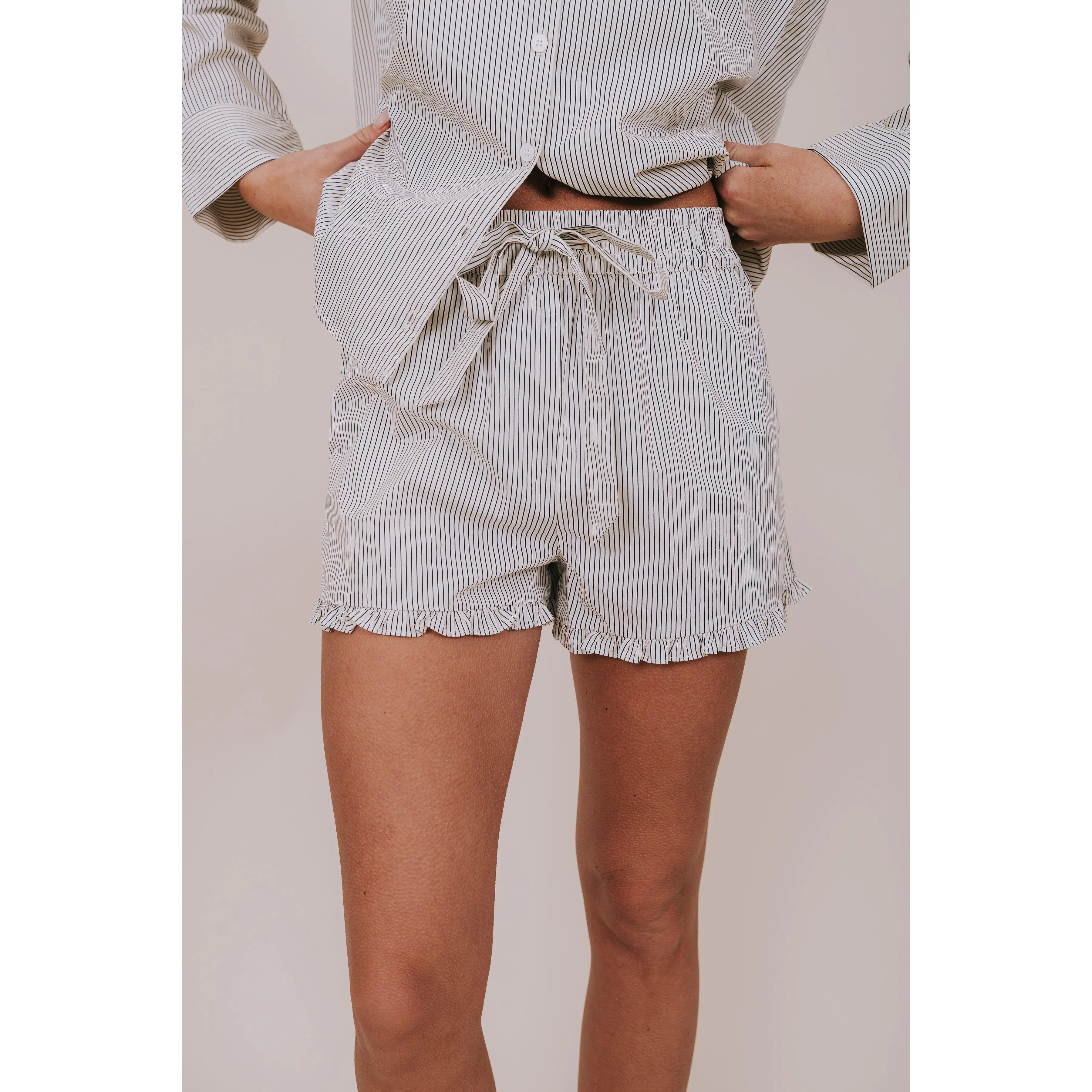 Taking Care of Business Shorts - Elastic Waist, Ruffled Design, Pockets, Comfortable Daily Wear Bottoms