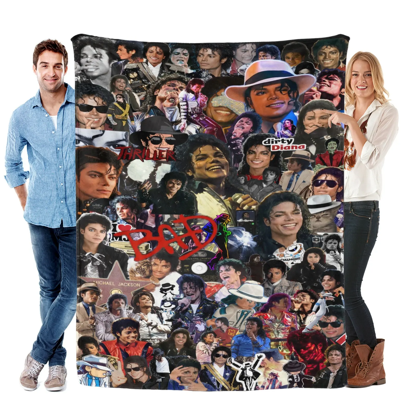 Vintage Pop Star Collage Tapestry Blanket, Music Legend Wall Decor, Soft Cozy Throw Blanket for Bedroom, Dorm, Living Room, Gift for Music Fans