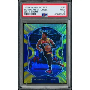 2020 PANINI SELECT DONOVAN MITCHELL #27 GOLD PRIZM /10 PSA 9 POP 2