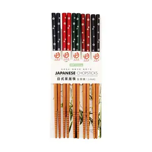 CHAOSUO Japanese Style Chopsticks Set - Natural Bamboo Wood Reusable Chopsticks for Sushi, Ramen, Asian Cuisine - 5 Pairs CHAOSUO Japanese Style Chopsticks Set - Natural Bamboo Wood Reusable Chopsticks for Sushi, Ramen, Asian Cuisine - 5 Pairs
