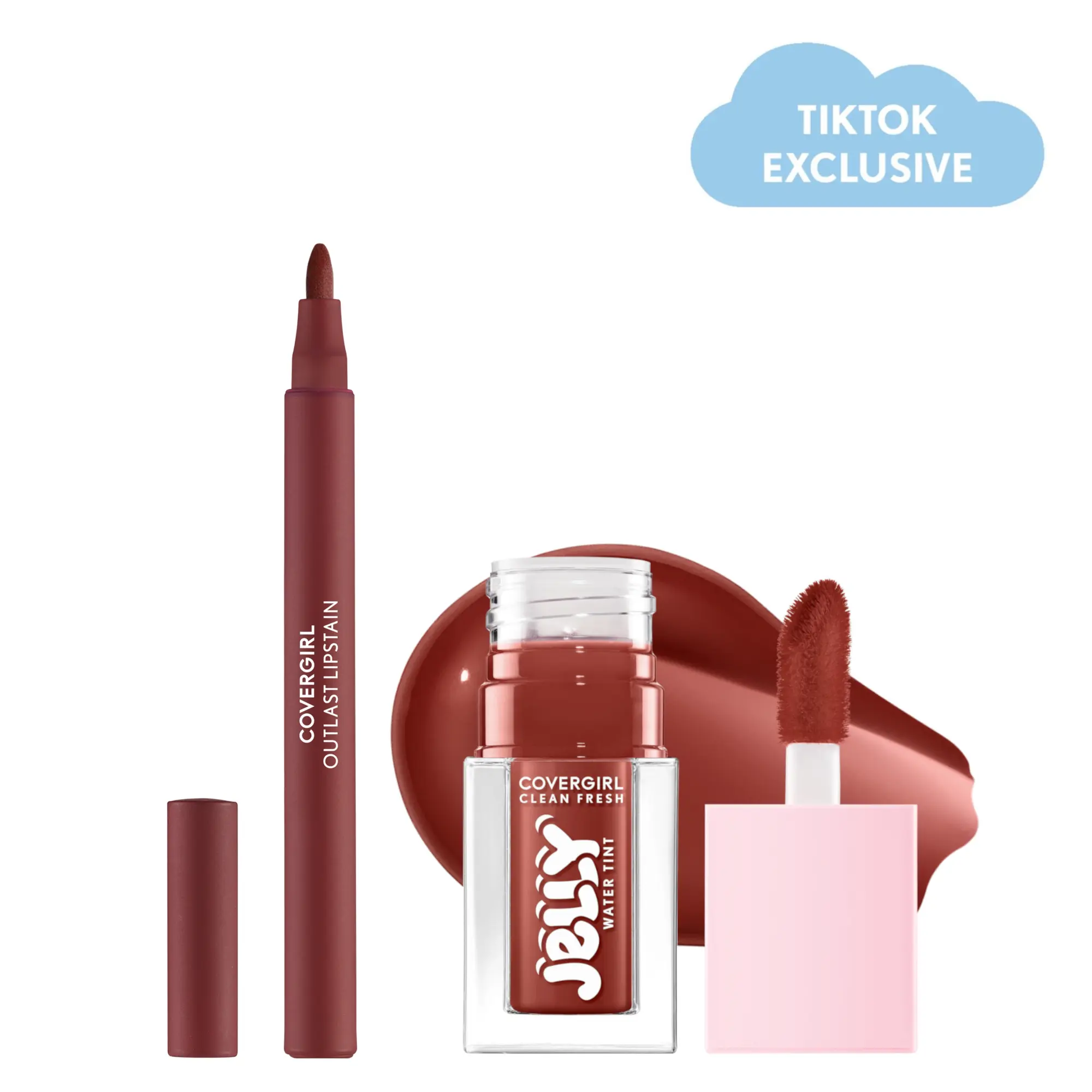 COVERGIRL Lip & Cheek Tint Duo, Outlast Transfer-Proof Lipstain + Clean Fresh Jelly Water Tint