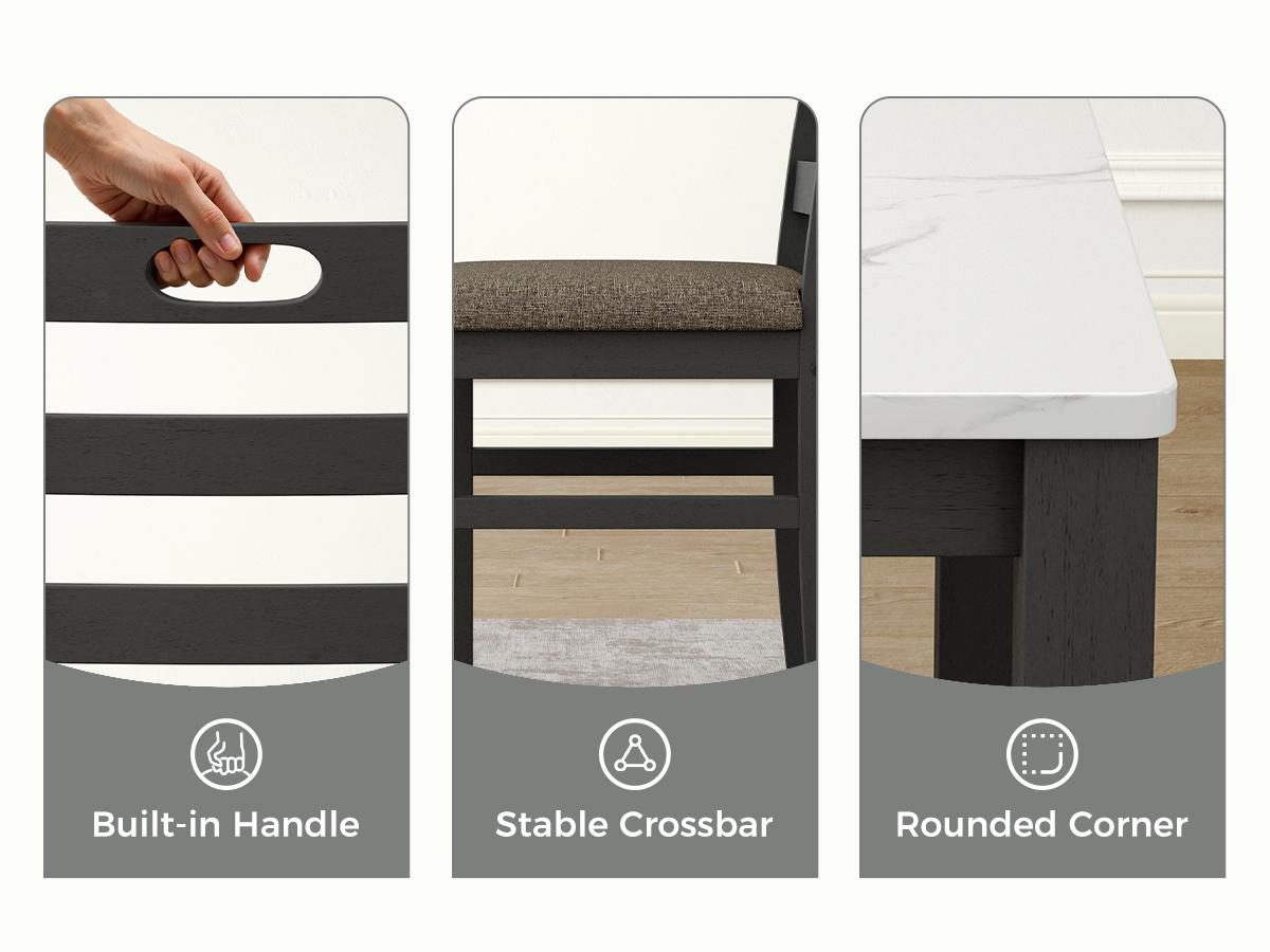 【Sophia & William】5 Piece Dining Table Set for 4, Faux Marble or Solid Rubberwood Tabletop, Cushioned Option Available, Kitchen Dining Table for Small Spaces, Apartment, Easy Clean, Durable, Farmhouse Style 【Sophia & William】5 Piece Dining Table Set for 4, Faux Marble or Solid Rubberwood Tabletop, Cushioned Option Available, Kitchen Dining Table for Small Spaces, Apartment, Easy Clean, Durable, Farmhouse Style