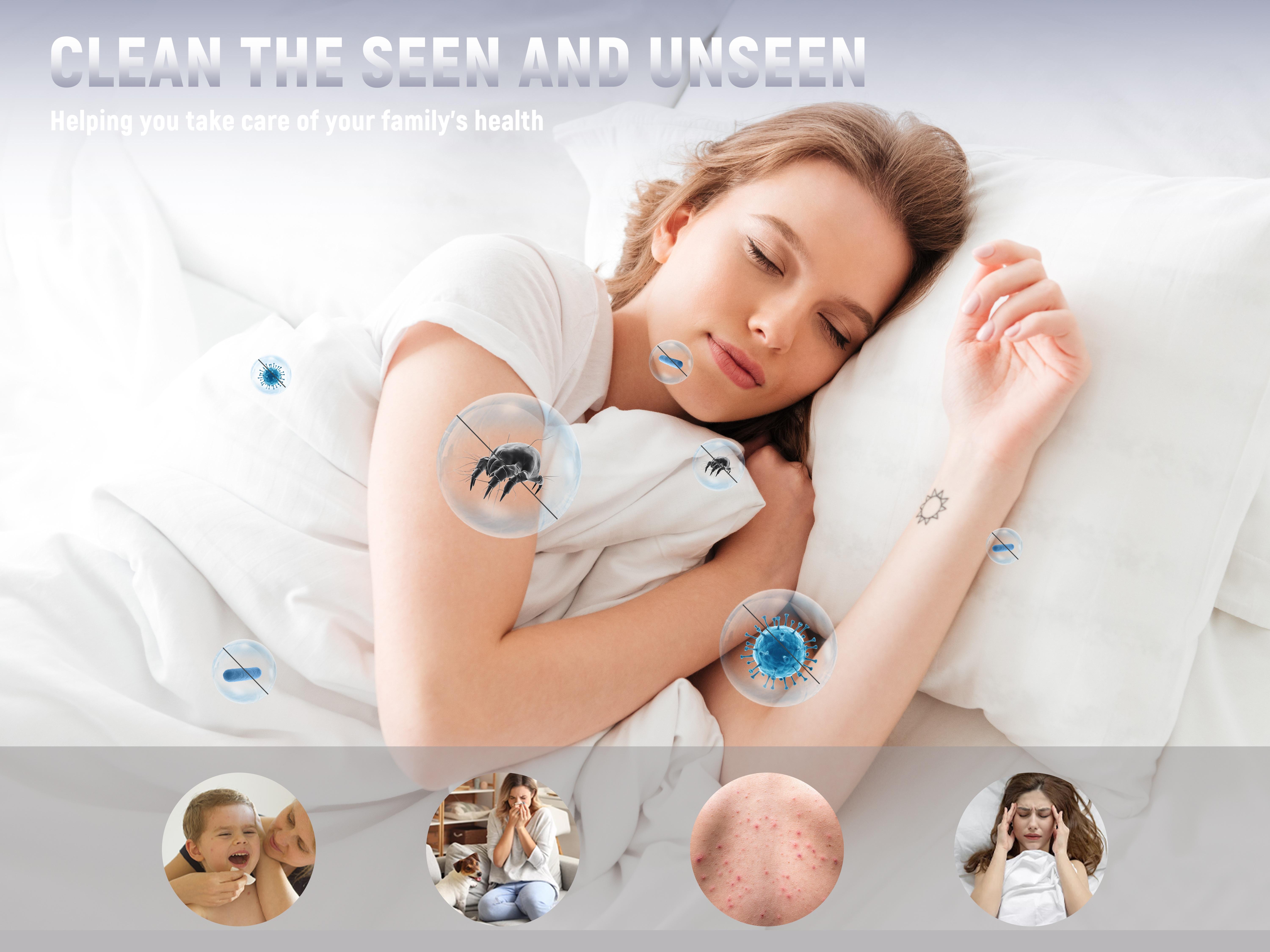 【NEW】Teant Mattress Vacuum Cleaner for Dust Mites Removal, Bed Vacuum with UV-C Light & 149°F Hot Air & Aroma Tablet & LED Display, 16Kpa Powerful Suction Double-Cup Handheld Vacuum Cleaner With HEPA Filter for Bed, Sofa, Carpet Deep Cleaning Machine