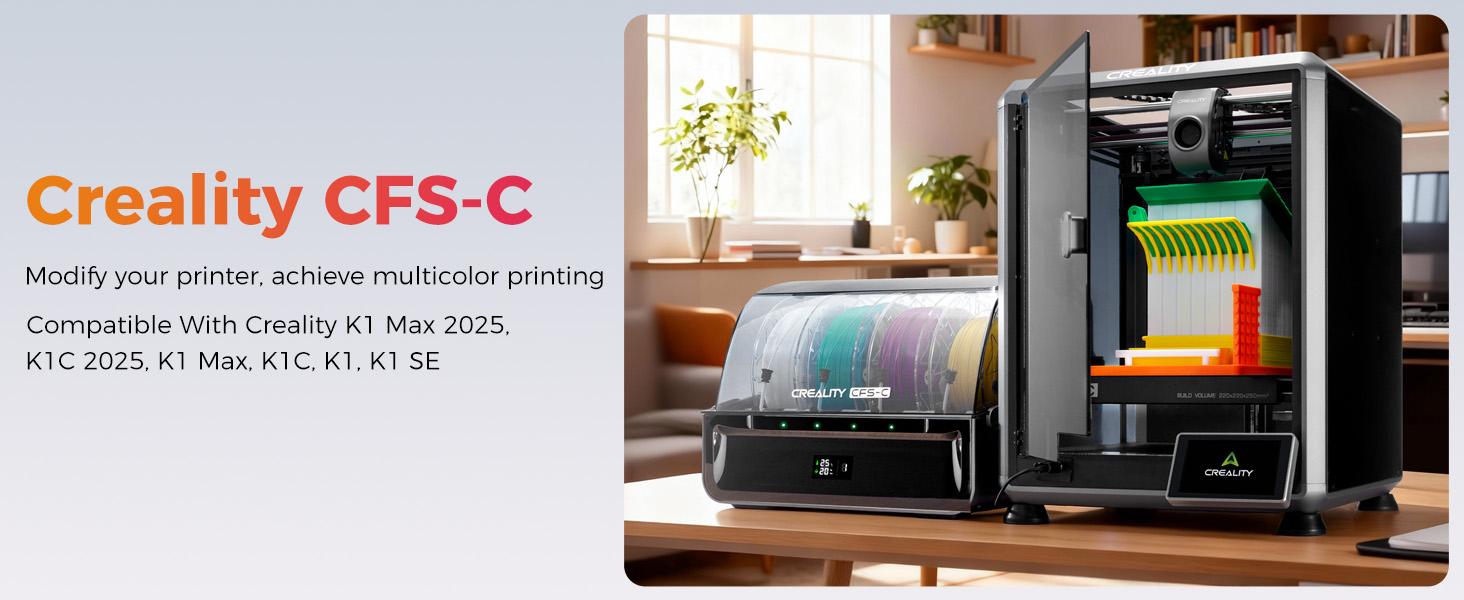 Creality CFS-C for K1 SE, K1, K1C, K1 Max 3D Printers, RFID Auto-Loading, External Cutter, Filament Runout &Tangle Detection