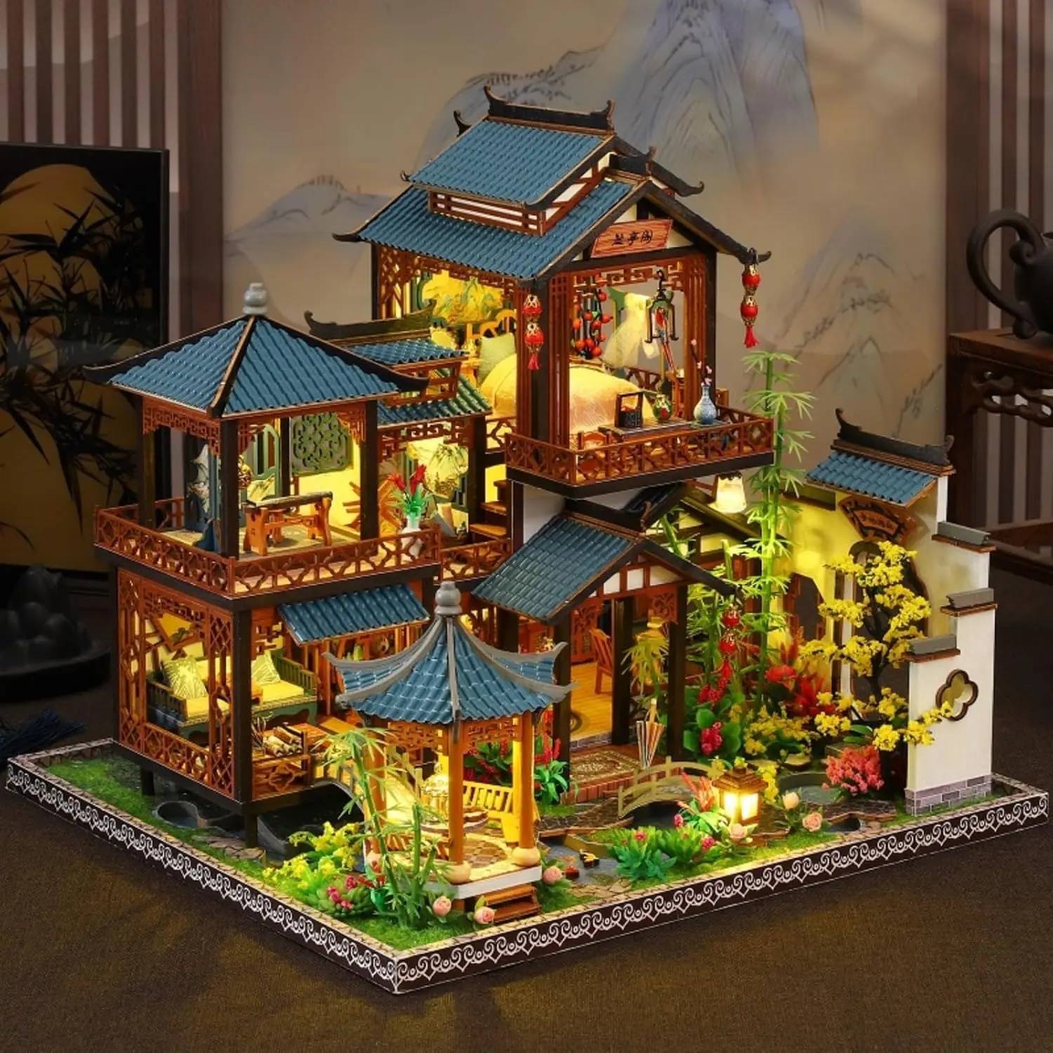 Miniature House Kit, DIY Mini House Set for Adults & Teens, Birthday Gift, Elegant Toy House with Wooden Furniture, Handmade Craft, Indoor Playhouse, Pretend Playhouse, Doll House