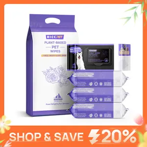 【SpringGlowUp】HICC PET Dog&Cat Moisturizing Wipes,  Plant-Based Gentle Deodorizing Nourishes Fur Rose Scent, Biodegradable Sensitive Grooming for Family Pets - Paws