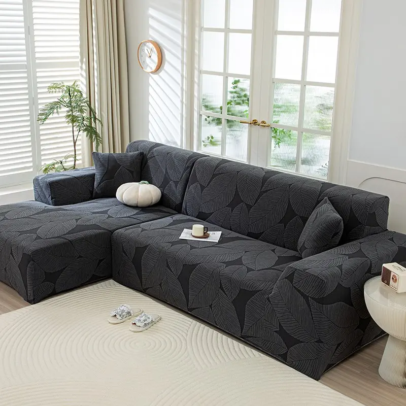 1pc solid color jacquard Dustproof Elastic Stretch Couch Cover, made of thick and stretchable fabric, soft and comfortable, suitable for living room, bedroom, study, durable with a stylish design, Stretch Sofa Cover, Stretch Couch Covers For Sofa