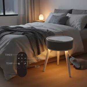 Space Heater, 1500W PTC Ceramic Side Table Heaters for Indoor Use, Electric Heater with Remote, LED Light, ECO Mode, Oscillation, 12H Timer, Overheat & Tip-Over Protection