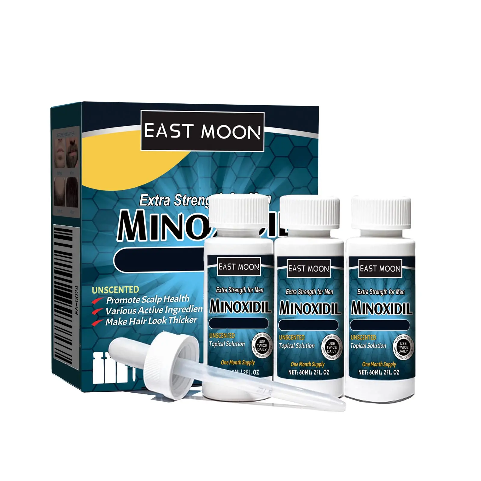 Minoxidil Hair & Beard Care Serum, Scalp and Facial Hair Grooming Solution, Lightweight Unscented Formula for Daily Hair and Beard Care Routine