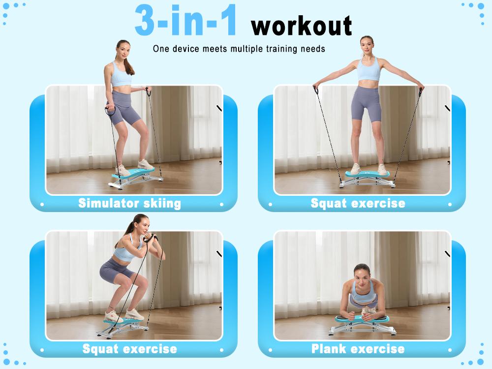 HOTWAVE Ski Machine Lateral Slide Stepper for Leg Sculpting & , Inner Thigh & Glute Workout, Full Body Cardio with Resistance Bands & LCD Monitor, Compact Folding Home Gym Equipment SpringStatements