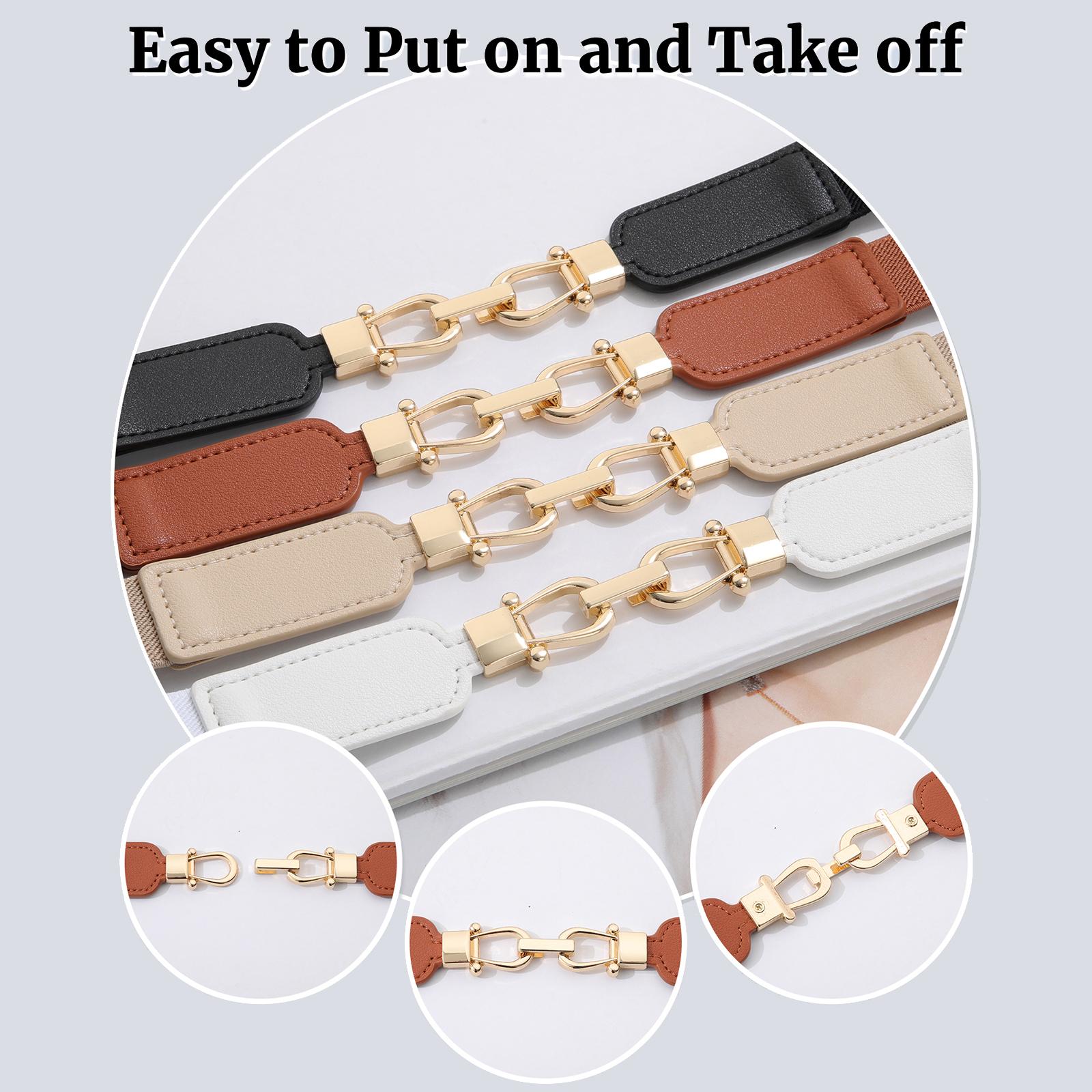 AWAYTR Stretch Skinny Belts for Women Dresses Jeans Retro Ladies Elastic Waist Belt 2/3Pcs Set TikTokShopBlackFriday