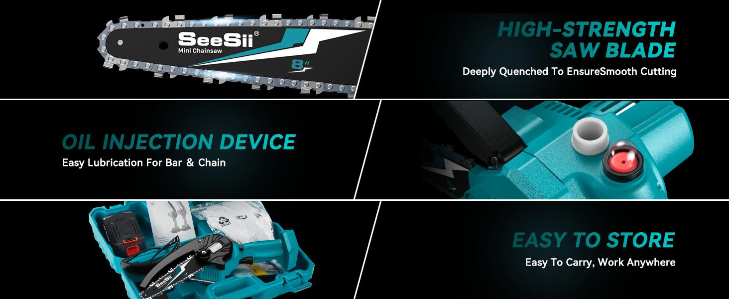 SeeSii Mini Chainsaw 8 inch, Electric Chainsaw Cordless, Upgraded Brushless Chainsaw with Auto Oiler, 2pcs 4000mAh Batteries, Battery Powered Saws Handheld Chain Saw for Tree Branch Wood Cutting CS800 #TikTokShopBlackFriday SeeSii Mini Chainsaw 8 inch, Electric Chainsaw Cordless, Upgraded Brushless Chainsaw with Auto Oiler, 2pcs 4000mAh Batteries, Battery Powered Saws Handheld Chain Saw for Tree Branch Wood Cutting CS800 #TikTokShopBlackFriday