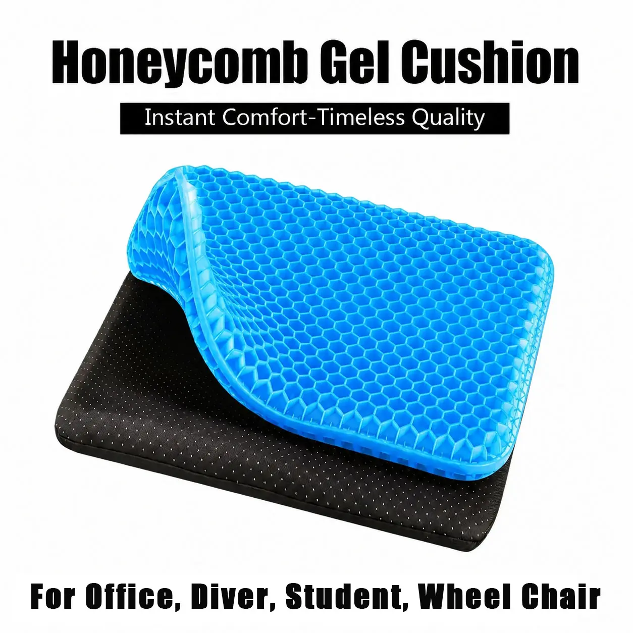 Gel Seat Cushion Honeycomb Cooling seat Cushion Breathable Honeycomb Design Absorbs Pressure Points Seat Cushion for Office Chair, Home Car seat Cushion for Wheelchair