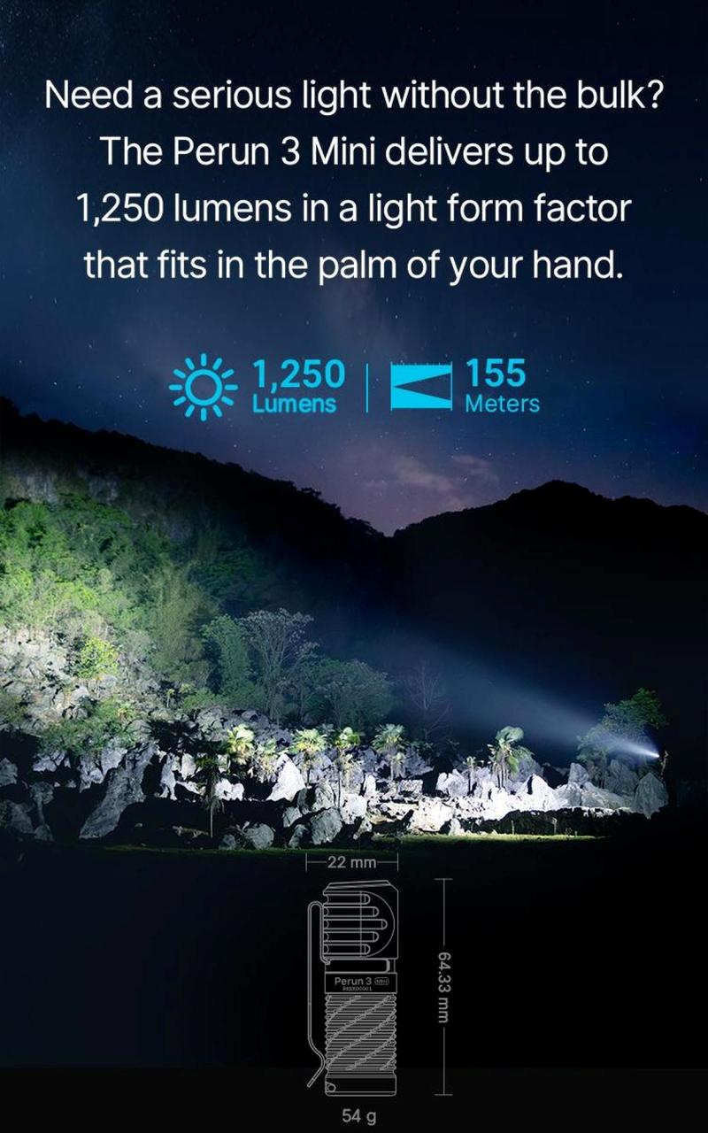 Olight Perun 3 Mini Headlamp & Flashlight with Red and White Light