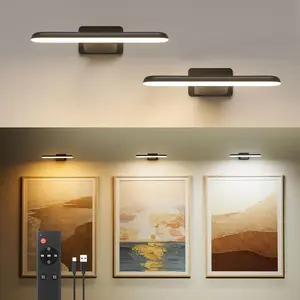 No Drill Picture Lights 2 Pack Rechargeable Wall Lights with Remote Control High Brightness 20 LEDs 300lm CRI >95% Easy Installation for 10-40 Inch Artwork 3 Color Temperatures Dimmable Long Battery Life