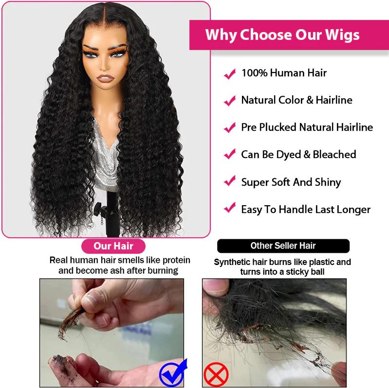 Glulaze Hair 13x6 Deep Wave HD Lace Front Wig Human Hair 180% Density Transparent Lace Frontal Wigs with Baby Hair Wigs fow Women PrePlucked Lace Front Wig Springtok