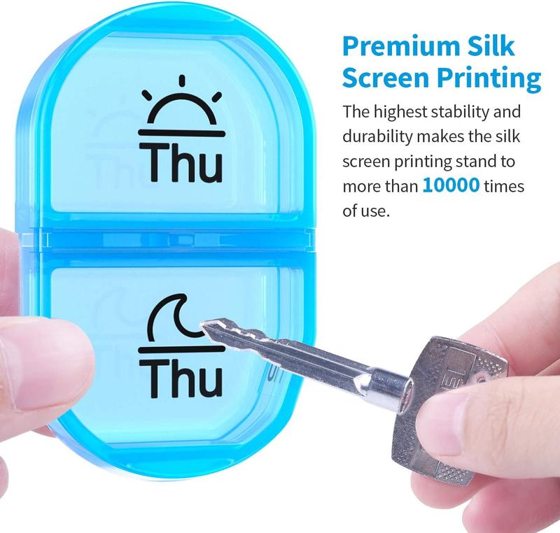 Weekly Pill Organizer 2 Times a Day, AM PM Pill Box with 7 Detachable Pill Case, BPA-Free & Portable 7 Day Pill Organizer with Large Storage to Hold Medication, Vitamins and Fish Oils