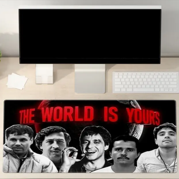 Scarface Gaming Desk Mat Featuring Tony Montana Movie Design, The World Is Yours Quote Mouse Pad For PC Setup And Gamer Desk Decor