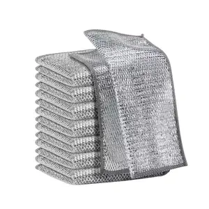 10PCS Double Wet and Dry Wire Dishcloth,Stainless Steel Scrubber, Multi-Purpose WireMiracle Cleaning Cloths, Non-Scratch, forPowerful Cleaning of Cookware and More