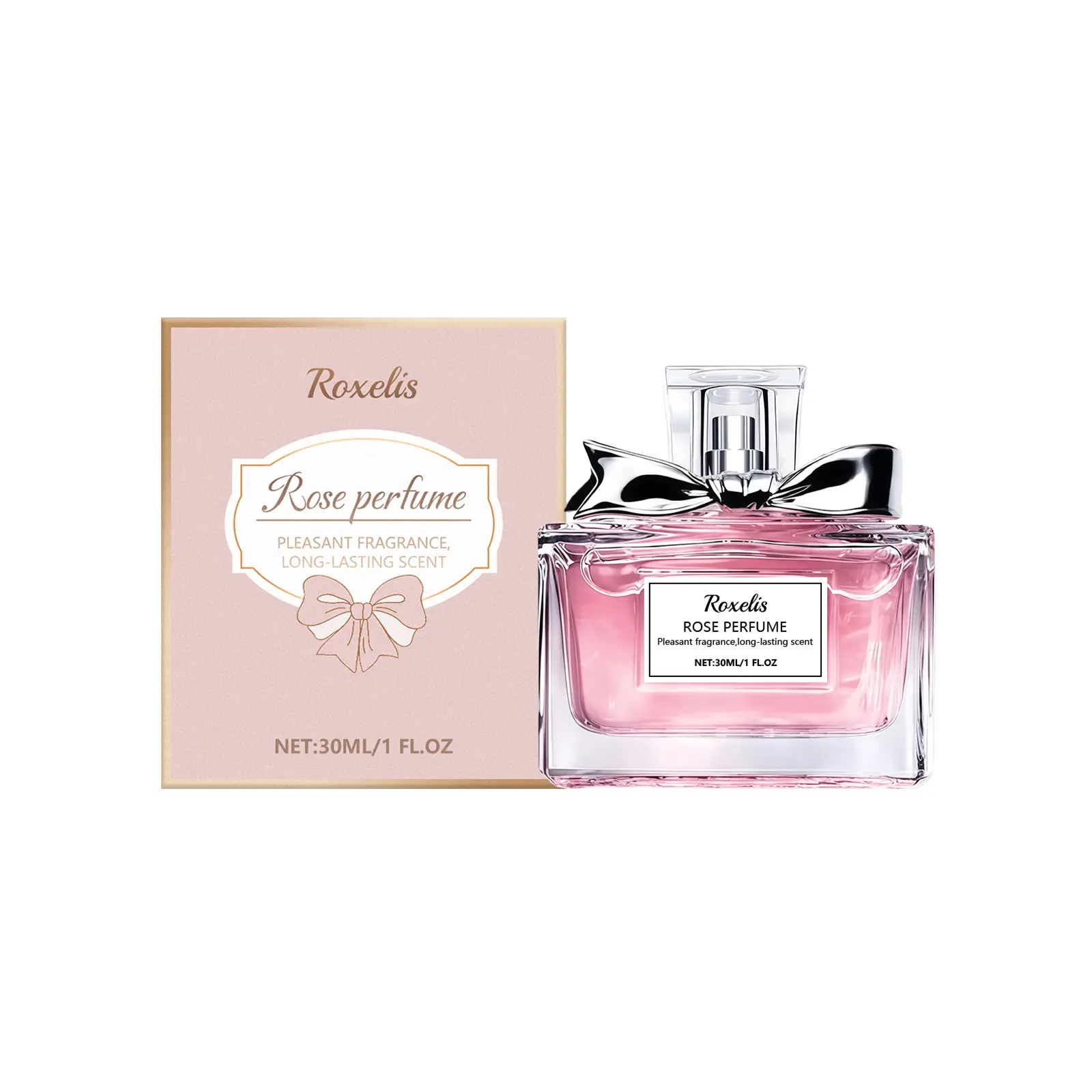 Roxelis Elegant Rose Women's Eau de Toilette - Natural Fresh Romantic Floral Spray on Skin Liquid Fragrance, Mild Safe Ingredients, Long-Lasting, Daily Wear for Commute & Dating, Gift for Women & Lovers