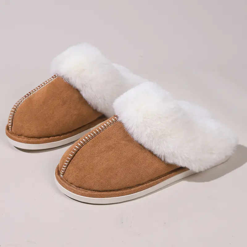 Women's Plush Fleece-Lined Soft Moccasin House Slippers - Non-Slip TPR Sole, Round Toe Slip-On Quick Wear Footwear, 10.5-11.5 Women/44-45 EU Indoor Shoes