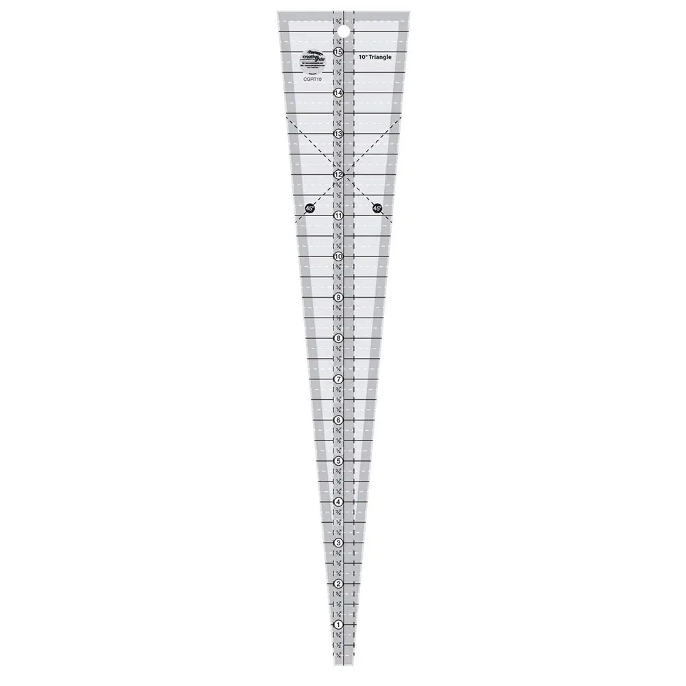 Creative Grids 10 Degree Triangle Ruler – CGRT10 – Made in USA, 3-1/4in x 16in, Non-Slip Grip Acrylic Quilting, Sewing, Crafting, Patchwork Ruler & Template
