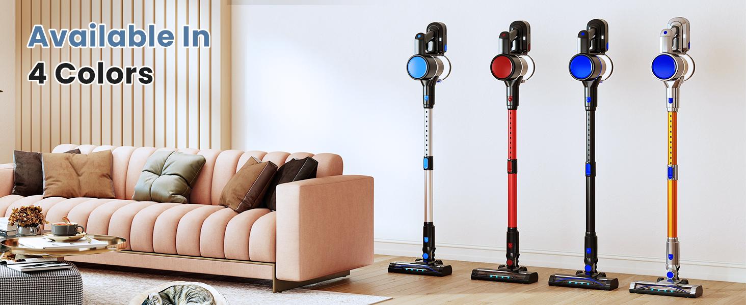 Cordless Vacuum Cleaner, Lightweight Stick Vacuum for Home with Anti-Tangle and LED Lights, Powerful Rechargeable Wireless Cleaners for Hardwood Floors Carpet Pet Hair