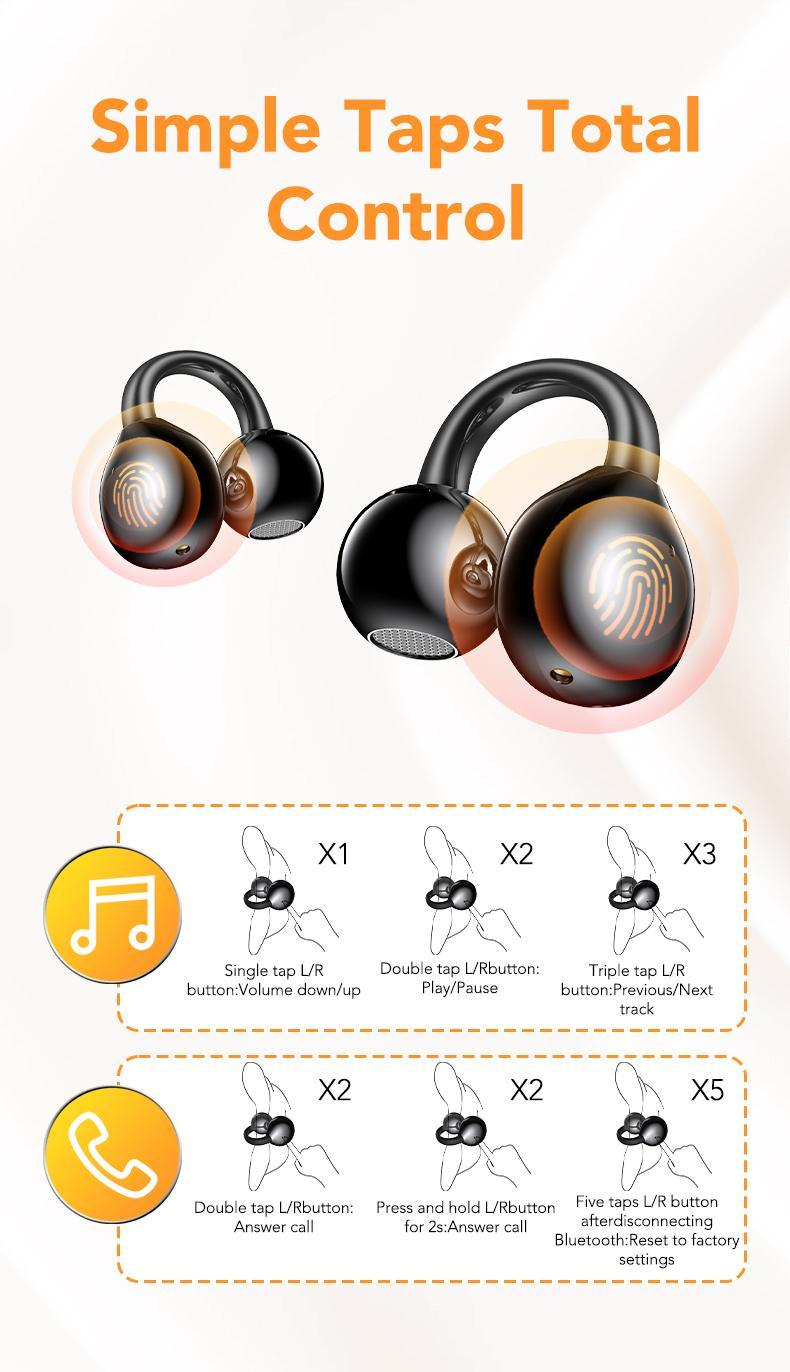 [Valentine's Day] Tukio 2026 M100 Fashion Clip-On Earphones, featuring interchangeable earring accessories, an audio-visual touchscreen, and wireless audio transmission technology. Equipped with Bluetooth 6.0 for faster and more stable connections