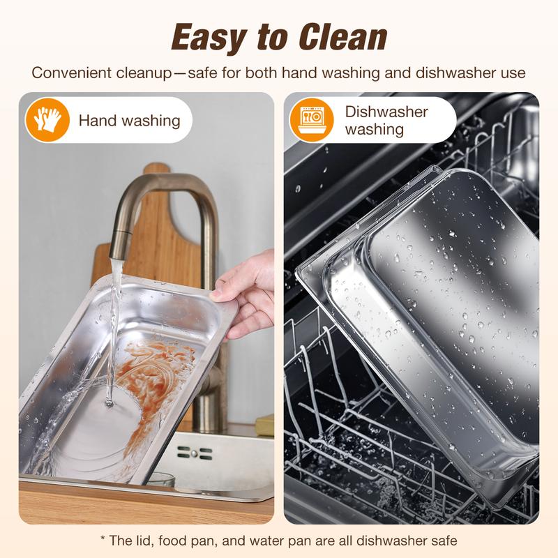 WARMOUNTS  Rectangular 9QT Chafing Dishes for Buffet with Upgraded Multi-Size Food Pans (9QT, 2Pack/4Pack), Large Chafing Dish Set w/Mirror-Polished Stainless Steel, Rolled Rim, Foldable Frame for Party (full-size, 1/2 Size, 1/3 Size Food Pan)