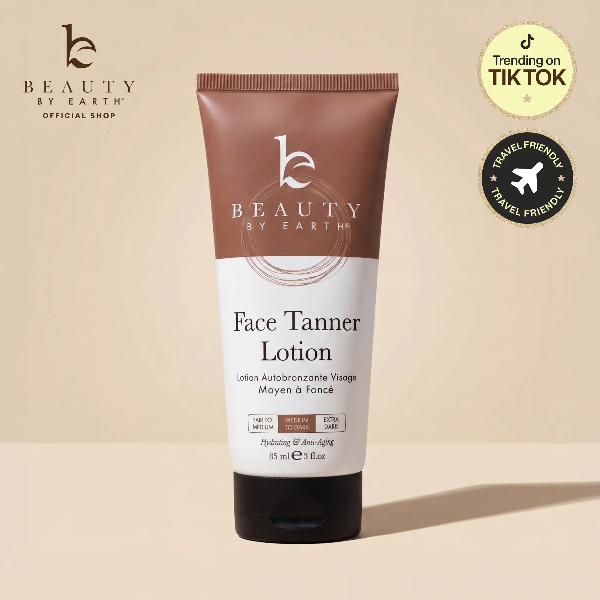 Beauty by Earth Face Self Tanner - Gradual Face Tan Non-Sticky Streak-Free Non Comedogenic Cruelty-Free Sunless Safe Bronze Tanning for All Skin Types