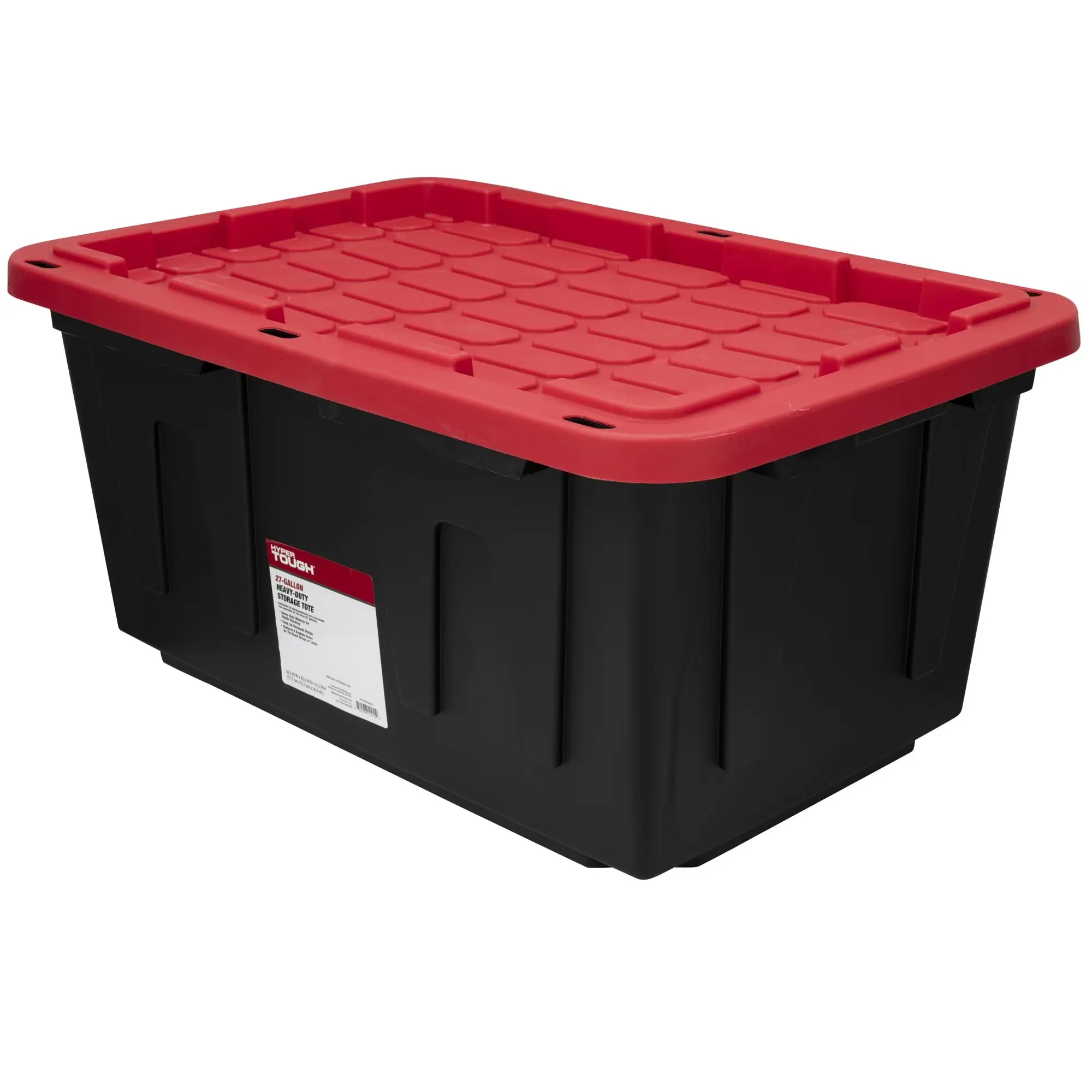 27 Gallon Heavy Duty Plastic Storage Bin with Snap Lid Large Storage Container Black and Red
