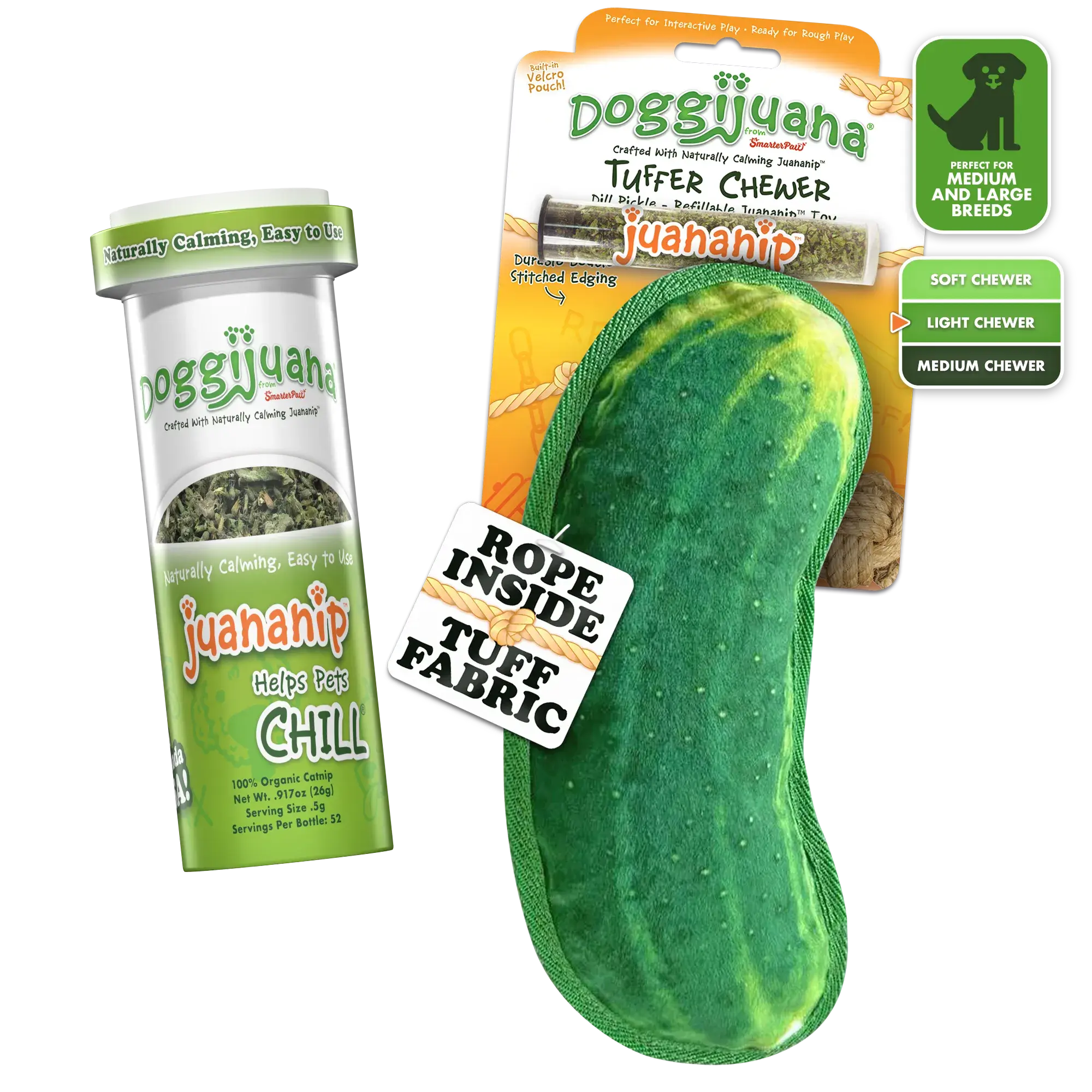 Tuffer Chewer Doggi Duo Bundle - Dill Pickle & Juananip Medium Breeds Naturally Calming