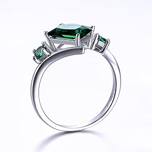 5x7mm Radiant Cut Simulated Emerald 925 Sterling Silver Bypass Geometric Ring for Women