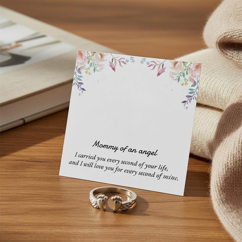 Adjustable Letter & Wing Ring | Personalized Angel Cuff Ring for Daily Wear