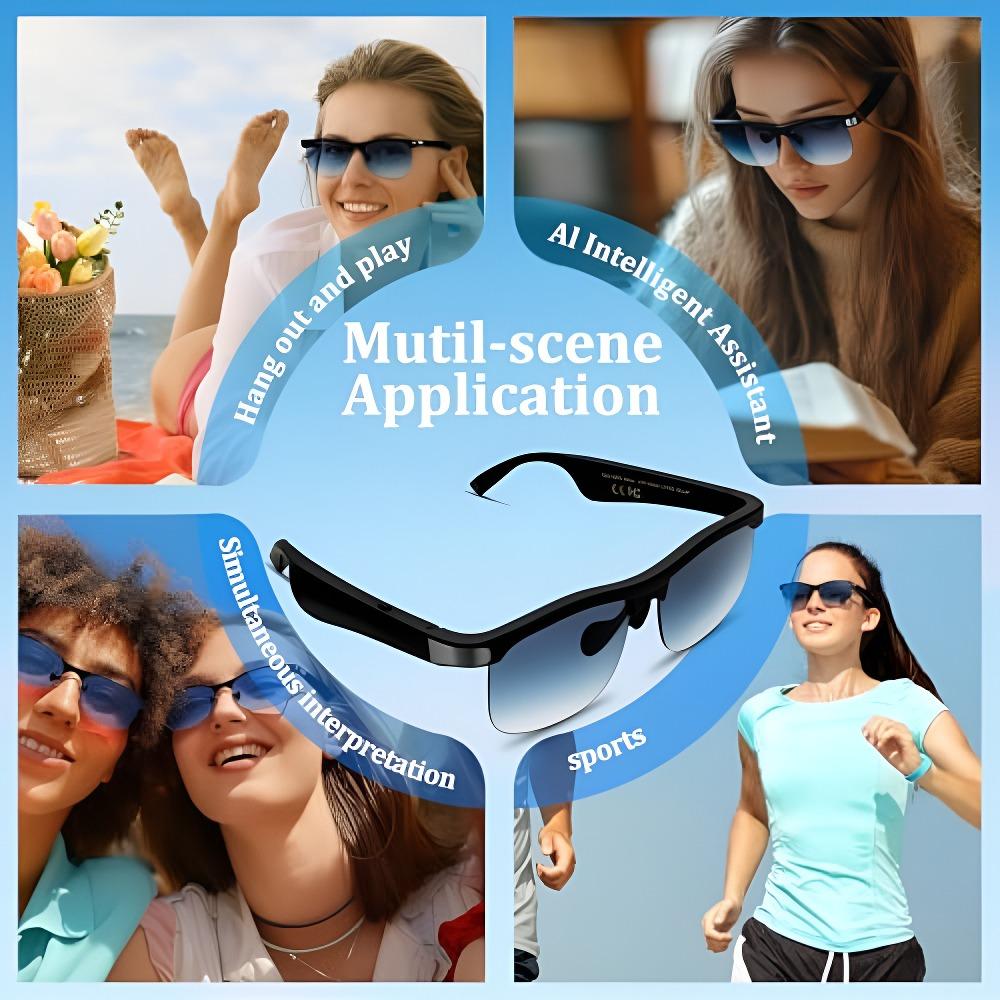 Smart Glasses,Wireless Headphone SmartGlasses for Listening To Music &Calling,Bluetooth-Compatible Creative SportsSmart Glasses Wearable Wireless Earphone Smart Glasses Multifunctional Translation